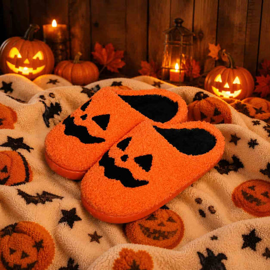 Pumpkin Face Slippers